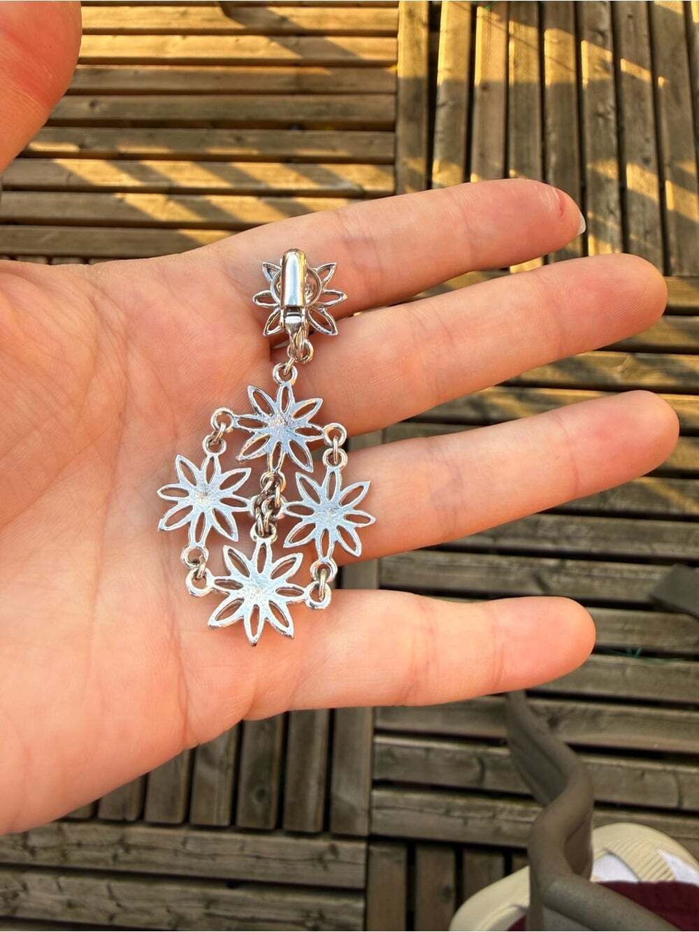 Vintage D’orlan Silver Tone Sunflower Necklace and Clipon Set - Picture 7 of 9